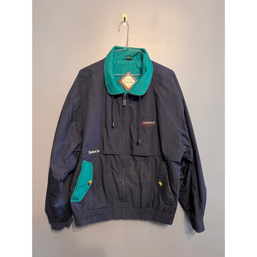 Vintage 1990s Gear For Sports Windbreaker Jacket Men Sz Sm Ameritech Navy/Teal
